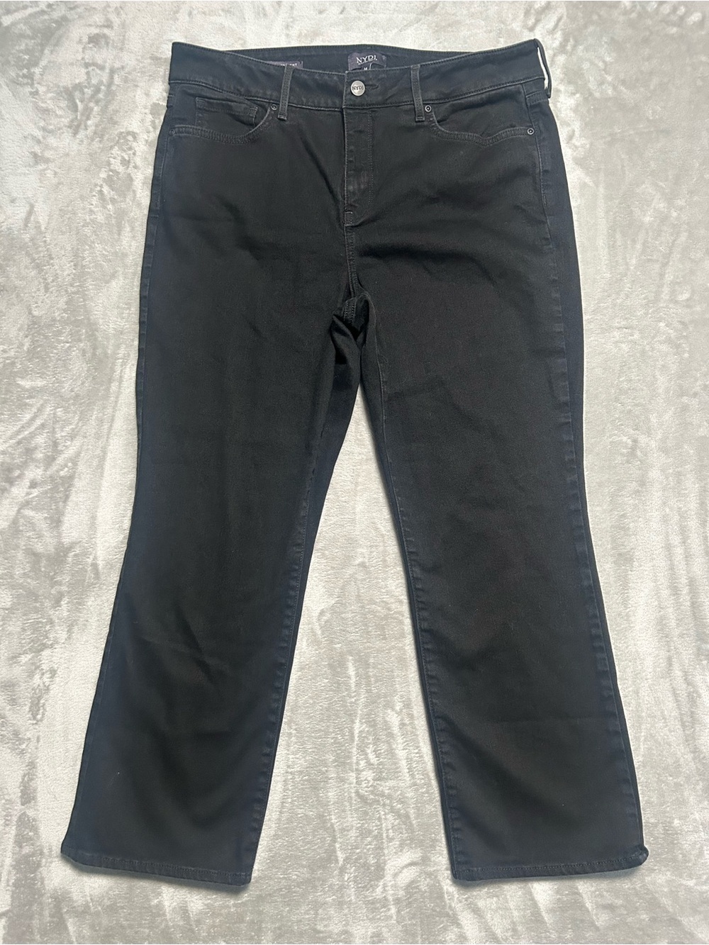 NYDJ Marilyn Straight Leg Jeans Women’s 14 Black LiftXTuck